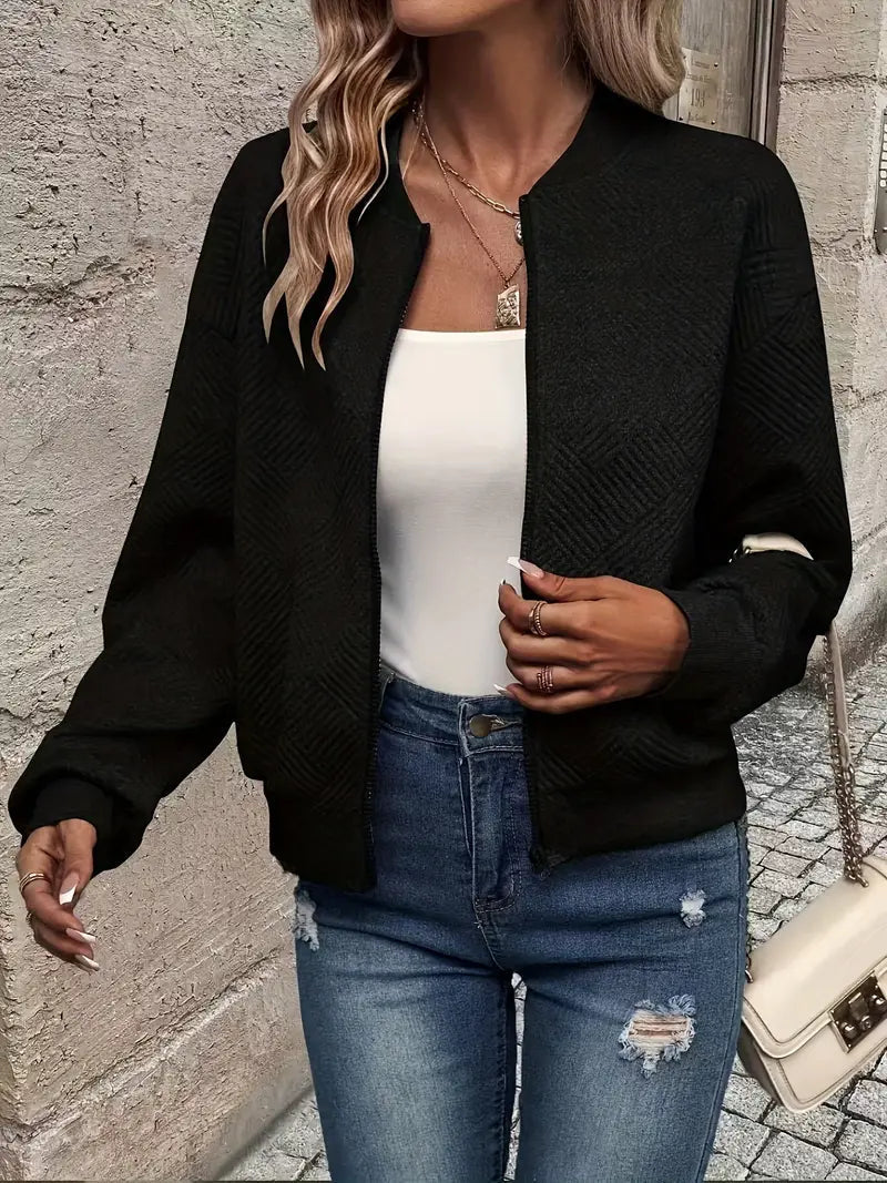 Lieke textured knit zip up cardigan