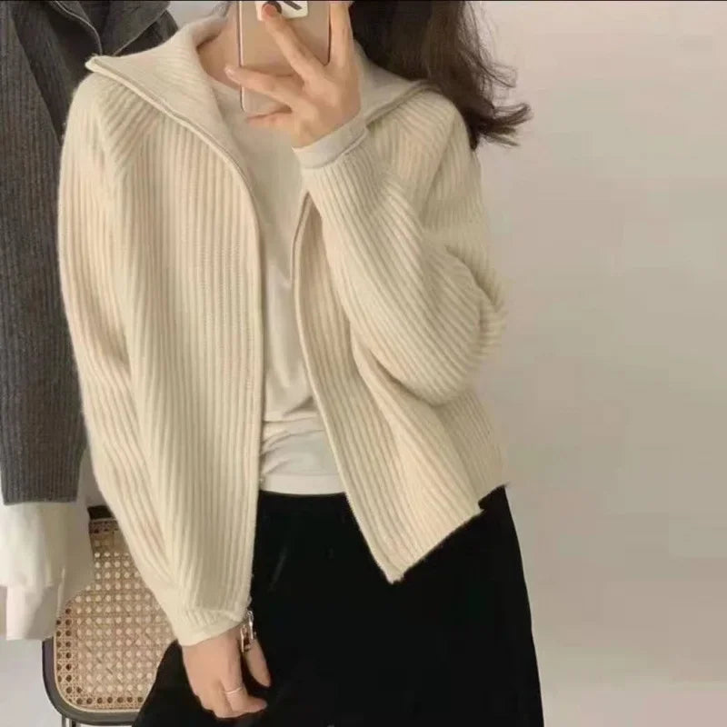 Agnetha ribbed knit zip up cardigan – image 2