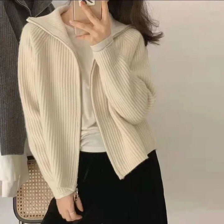 Agnetha ribbed knit zip up cardigan – image 2