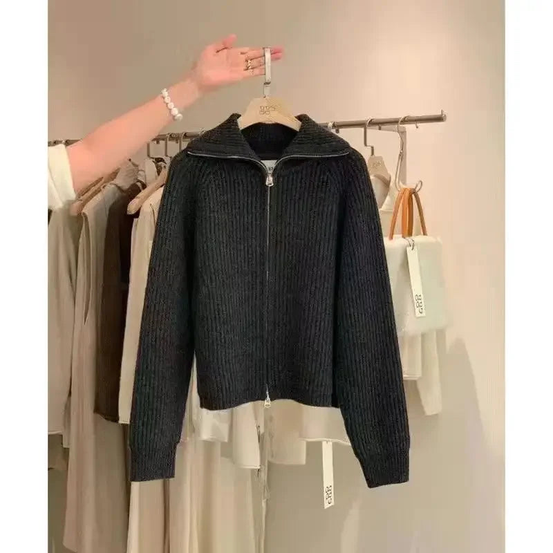 Agnetha ribbed knit zip up cardigan – image 4