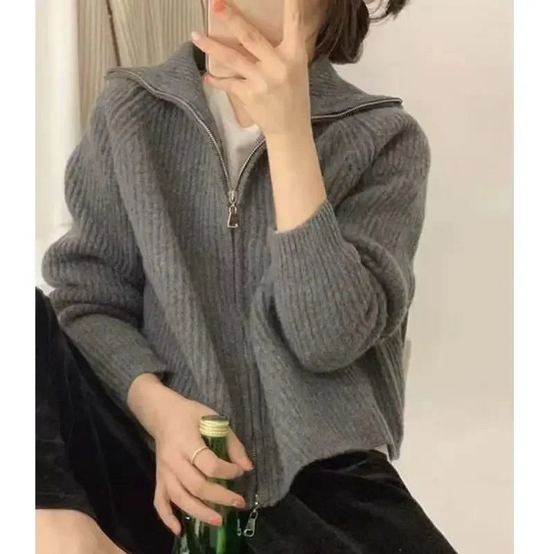 Agnetha ribbed knit zip up cardigan – image 5