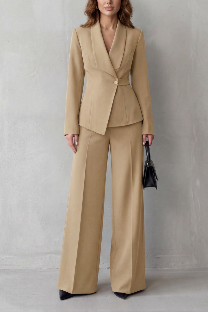 Alina Elegant Tailored Blazer and Wide Leg Trouser Set