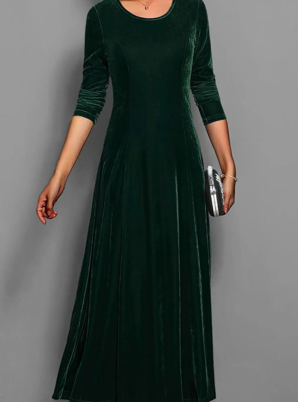 Vera velvet long sleeve maxi dress – image 3