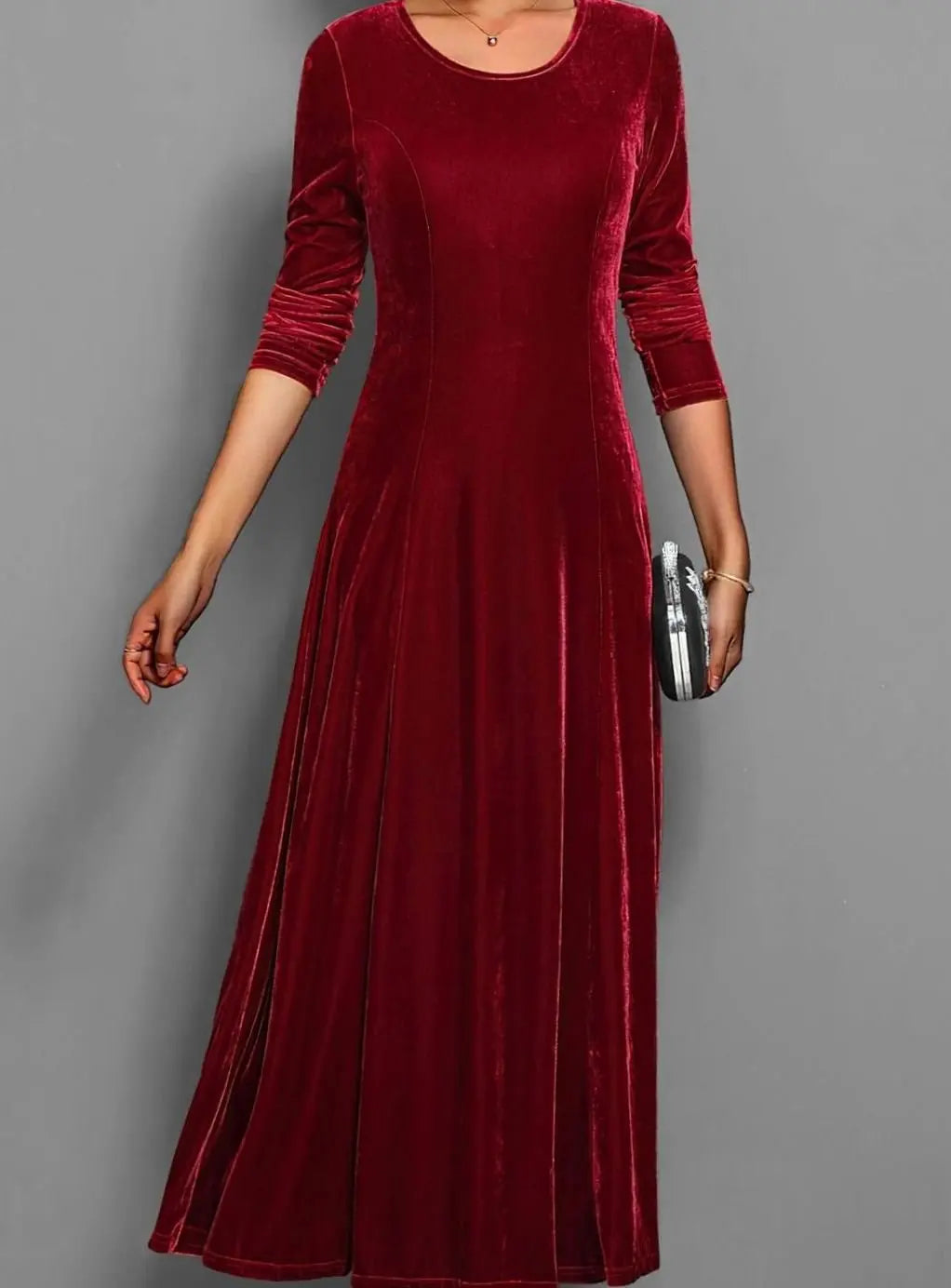 Vera velvet long sleeve maxi dress