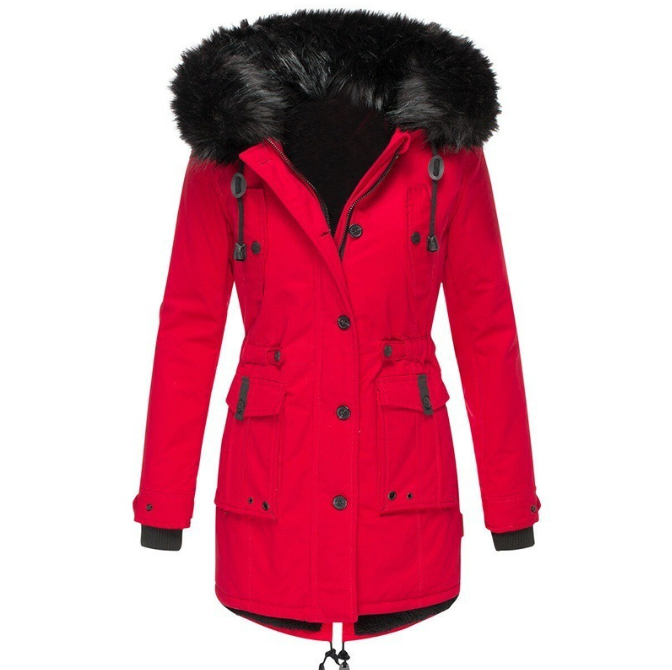 Liora hooded parka in red