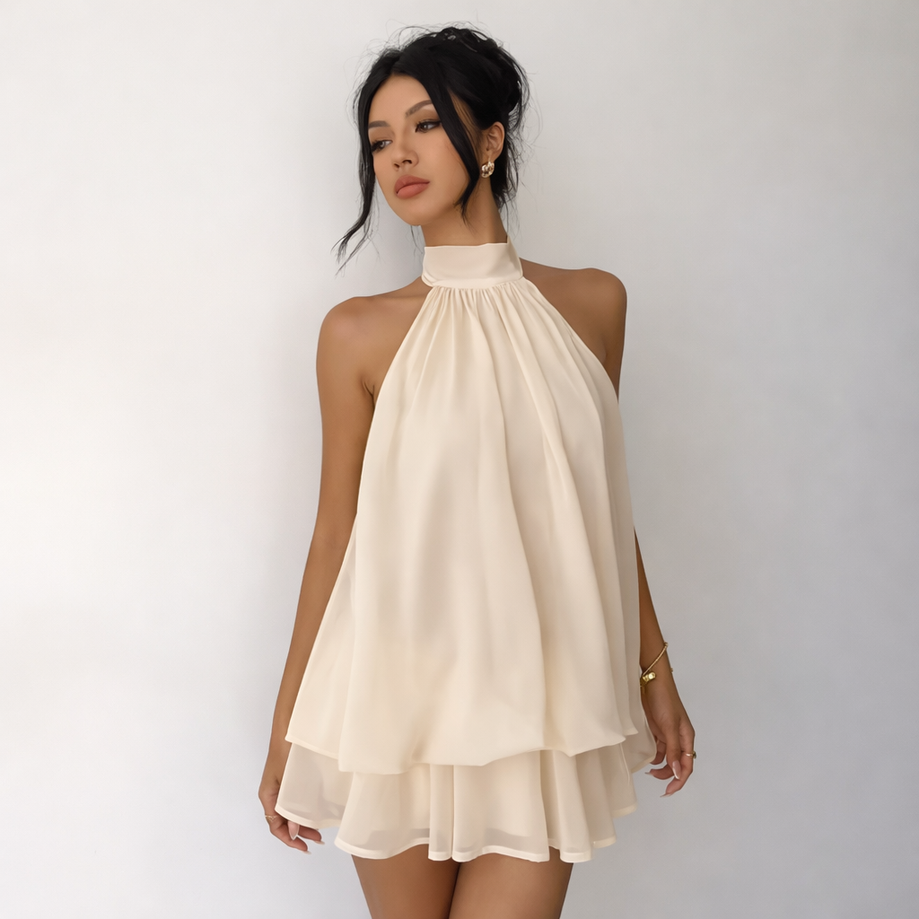 Alinta halter neck draped mini dress – image 3