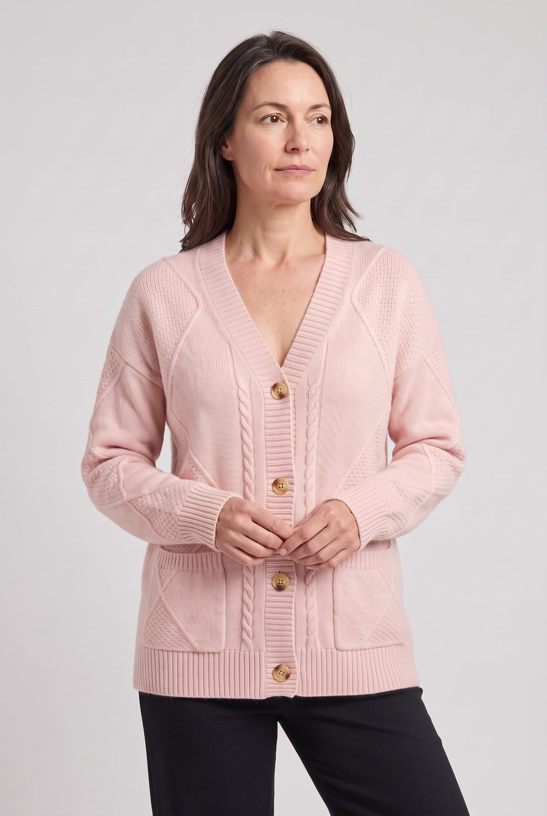 Mette cable knit V neck cardigan – image 7