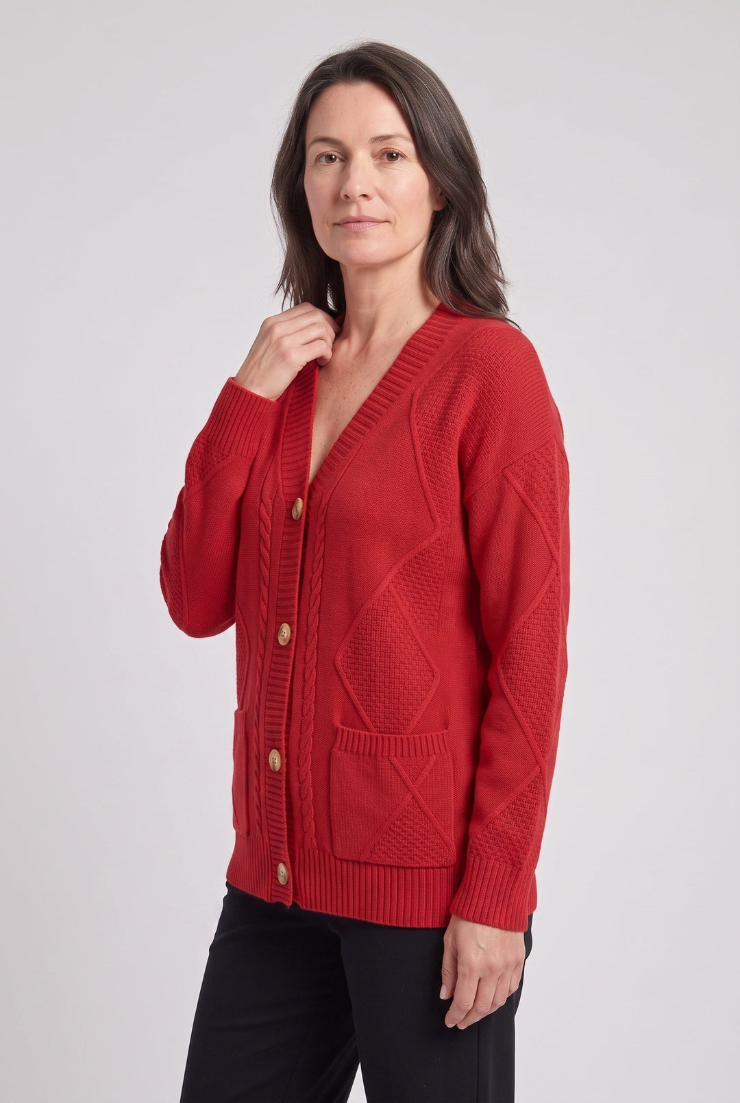 Mette cable knit V neck cardigan – image 8