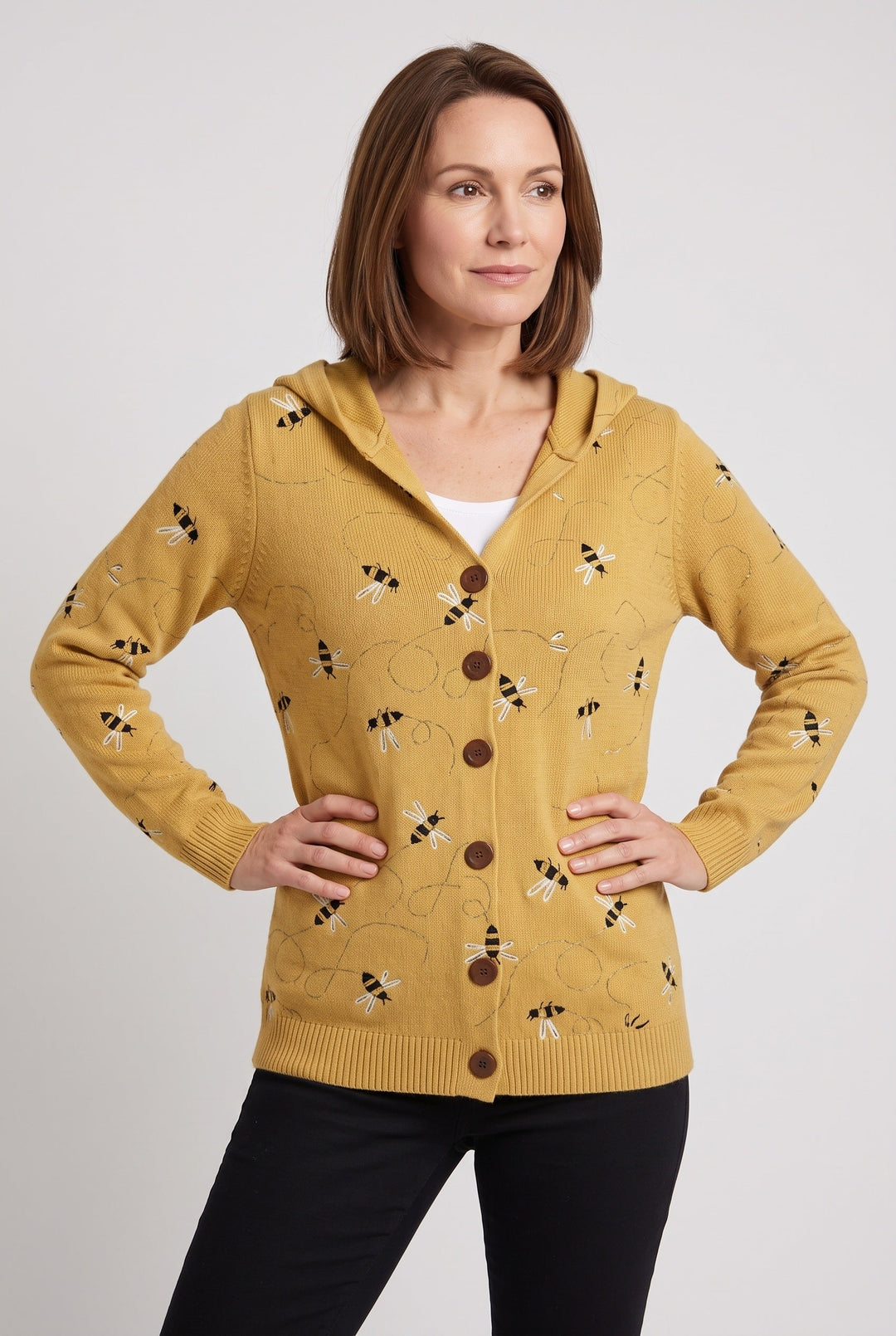 Gyda hooded button front longline cardigan – image 4