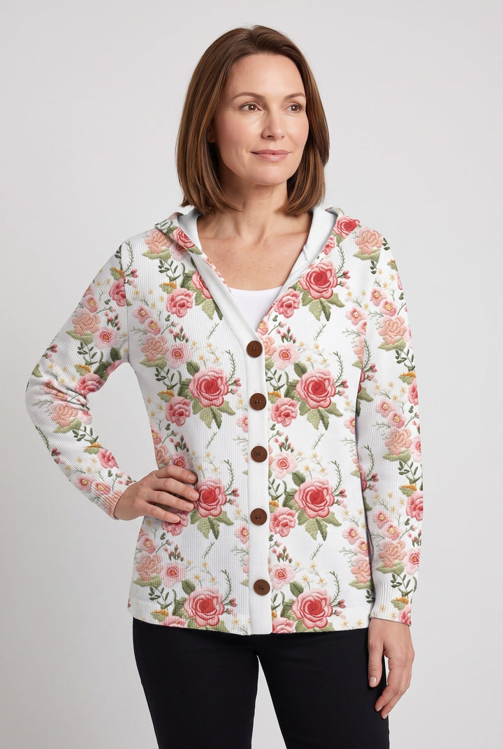Gyda hooded button front longline cardigan – image 7