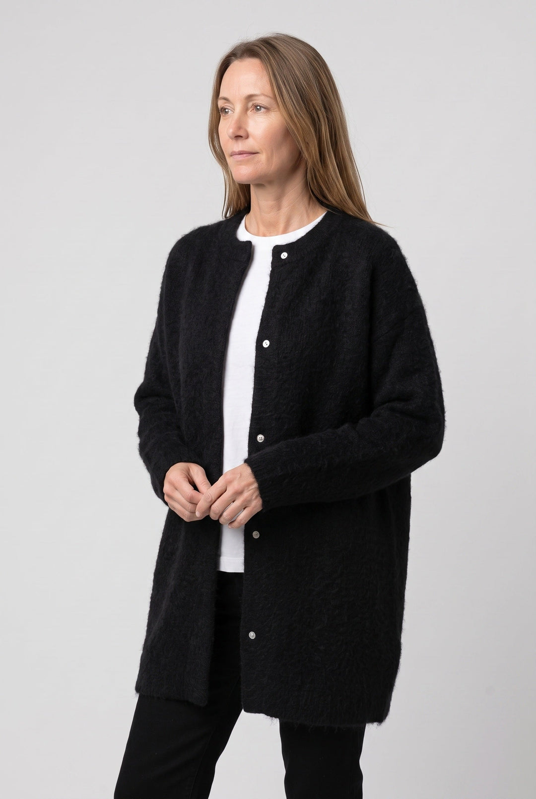 Catrin Elegant Longline Button Front Cardigan with Pockets - image 6