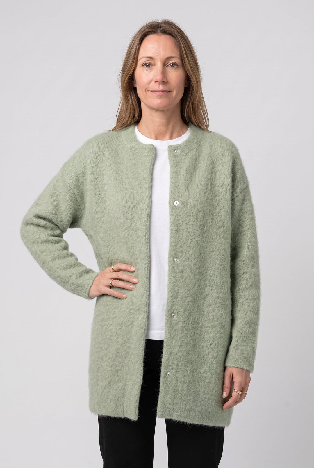 Catrin Elegant Longline Button Front Cardigan with Pockets - image 8