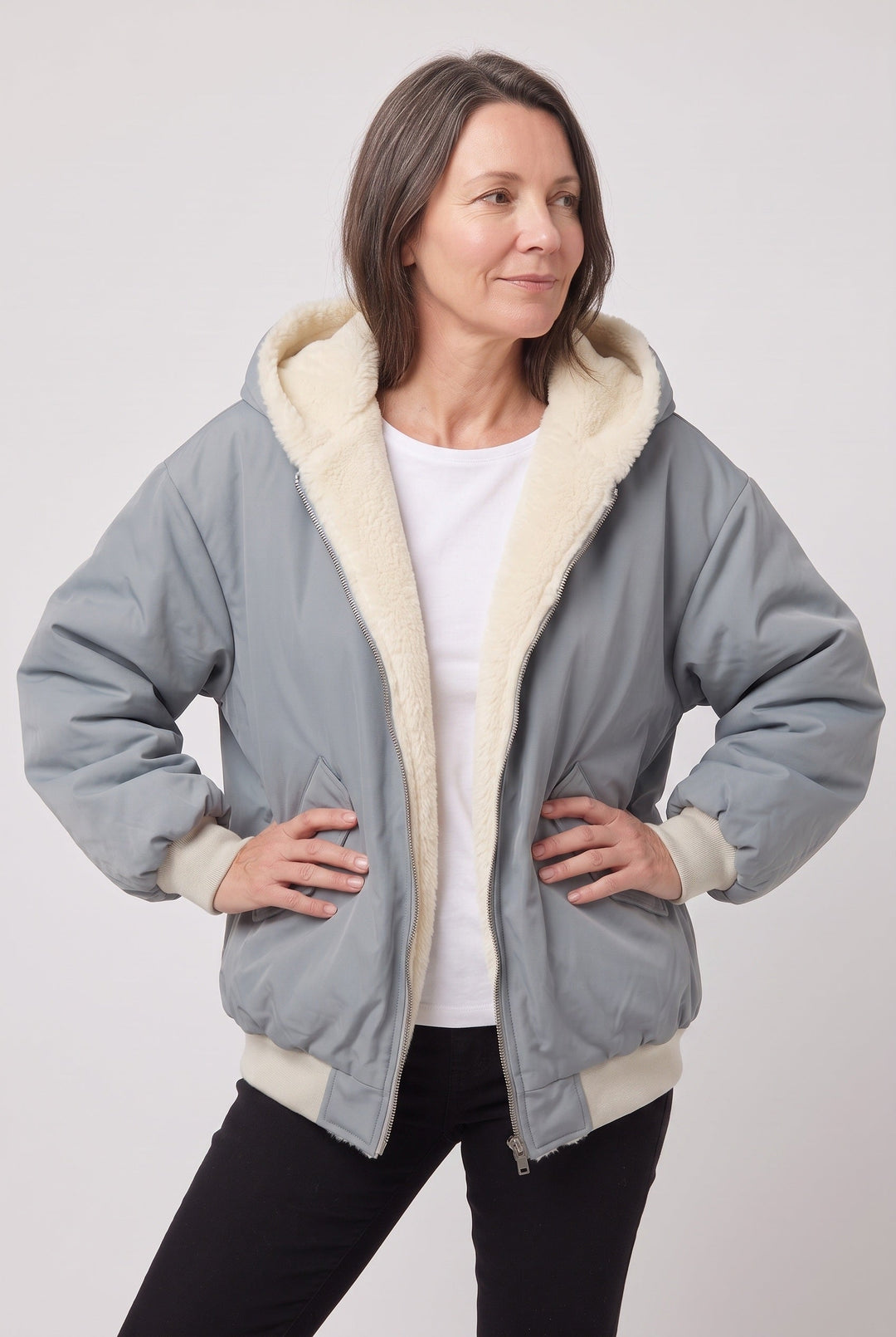 Salome oversized hooded jacket with faux fur trim – image 7