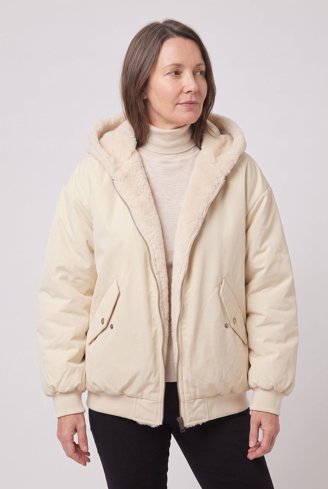 Salome oversized hooded jacket with faux fur trim – image 8