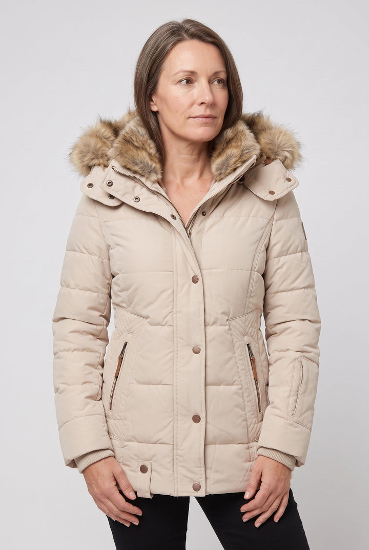 Petra Elegant Quilted Jacket with Faux Fur Hood - image 4