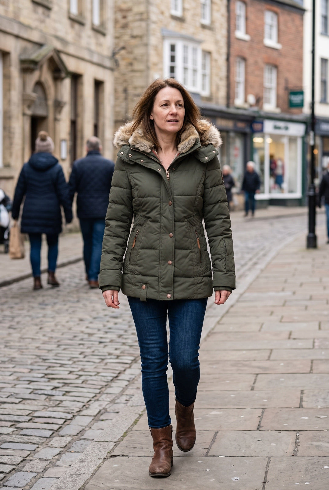 Petra Elegant Quilted Jacket with Faux Fur Hood - image 2