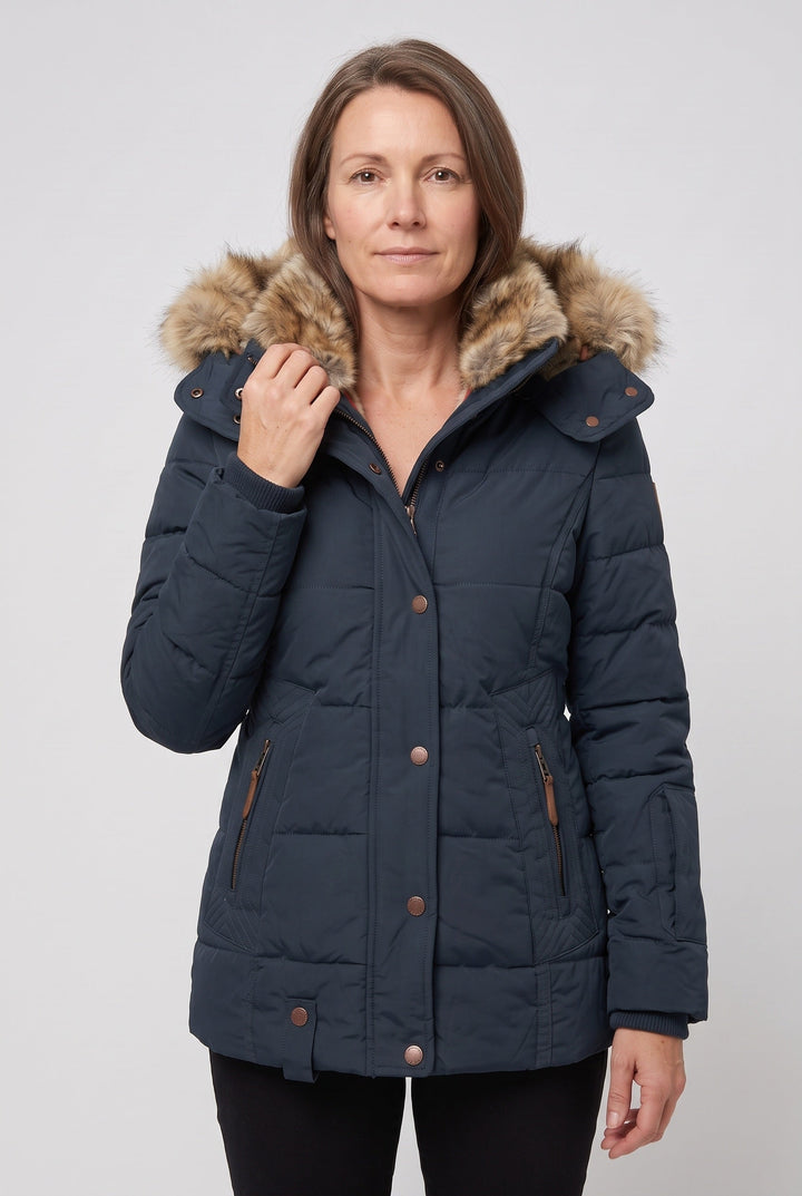 Petra Elegant Quilted Jacket with Faux Fur Hood - image 5