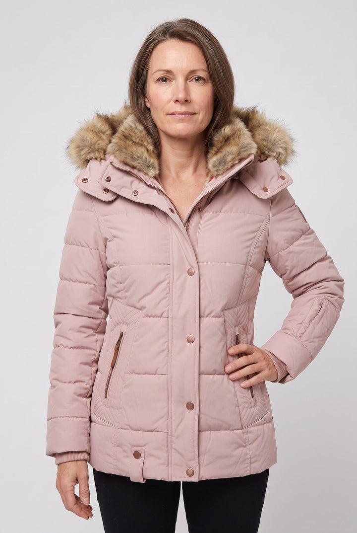Petra Elegant Quilted Jacket with Faux Fur Hood - image 6