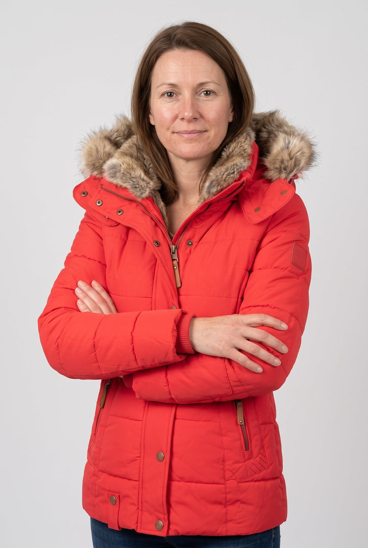 Petra Elegant Quilted Jacket with Faux Fur Hood - image 7