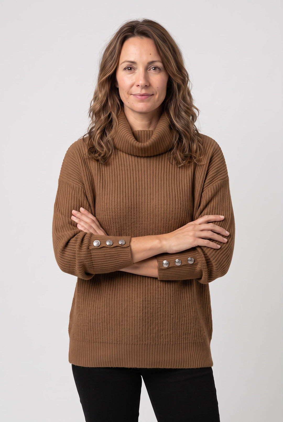 Dilys Elegant Ribbed Roll Neck Jumper with Button Cuffs - image 9