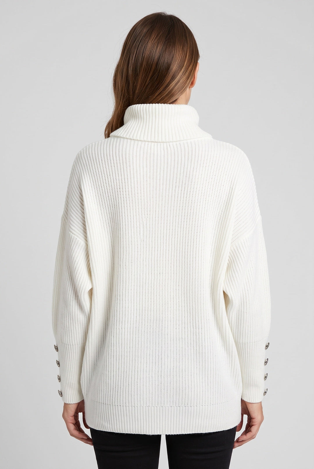 Dilys Elegant Ribbed Roll Neck Jumper with Button Cuffs - image 2