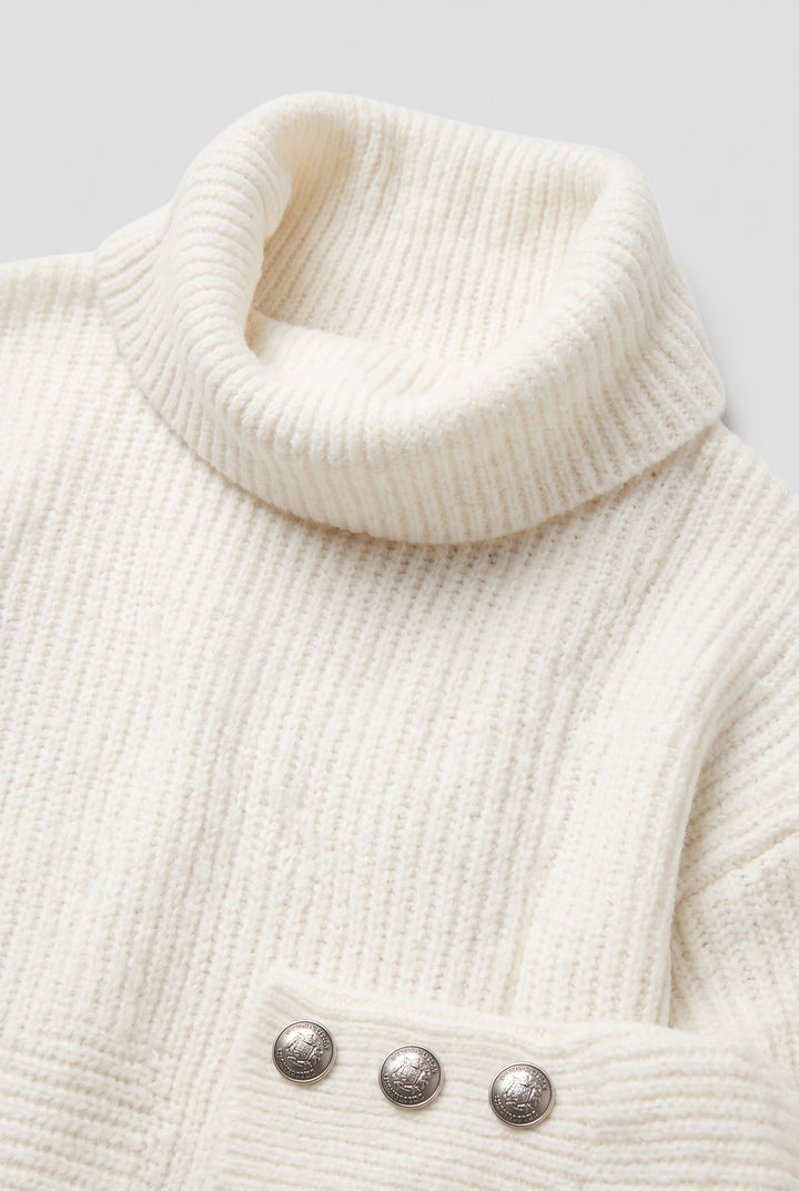 Dilys Elegant Ribbed Roll Neck Jumper with Button Cuffs - image 3