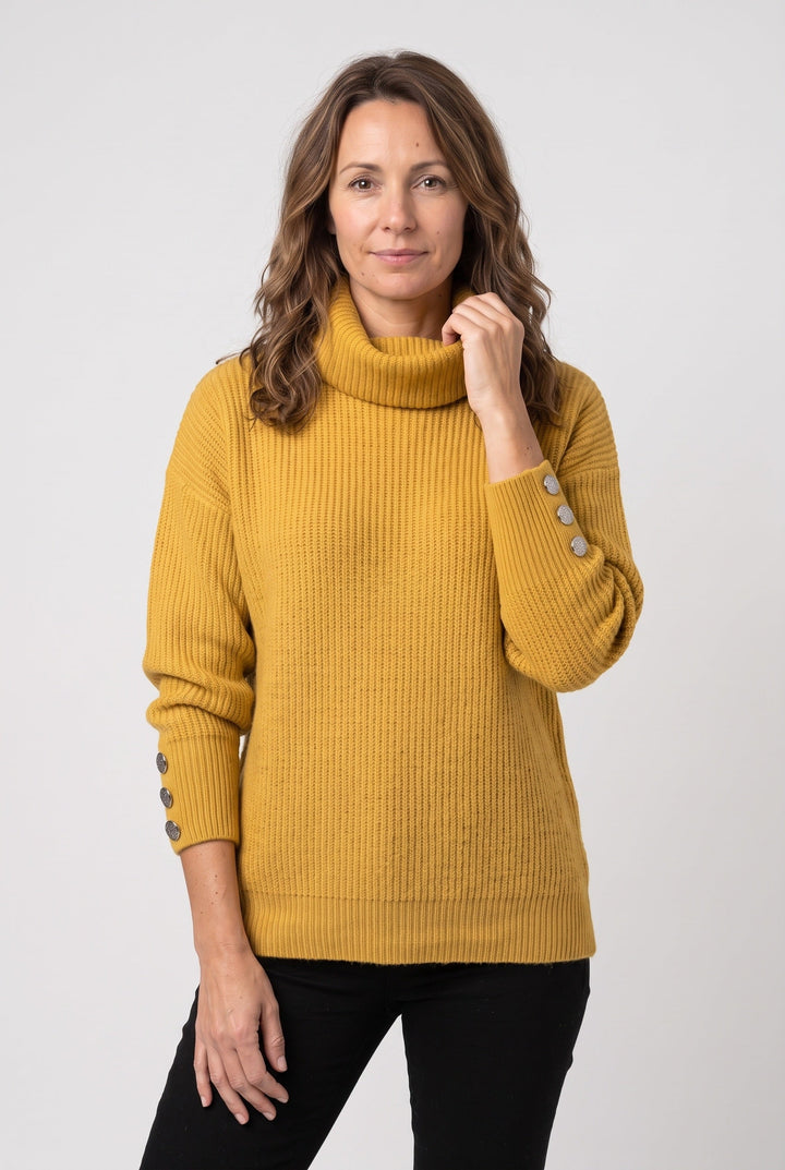 Dilys Elegant Ribbed Roll Neck Jumper with Button Cuffs - image 7