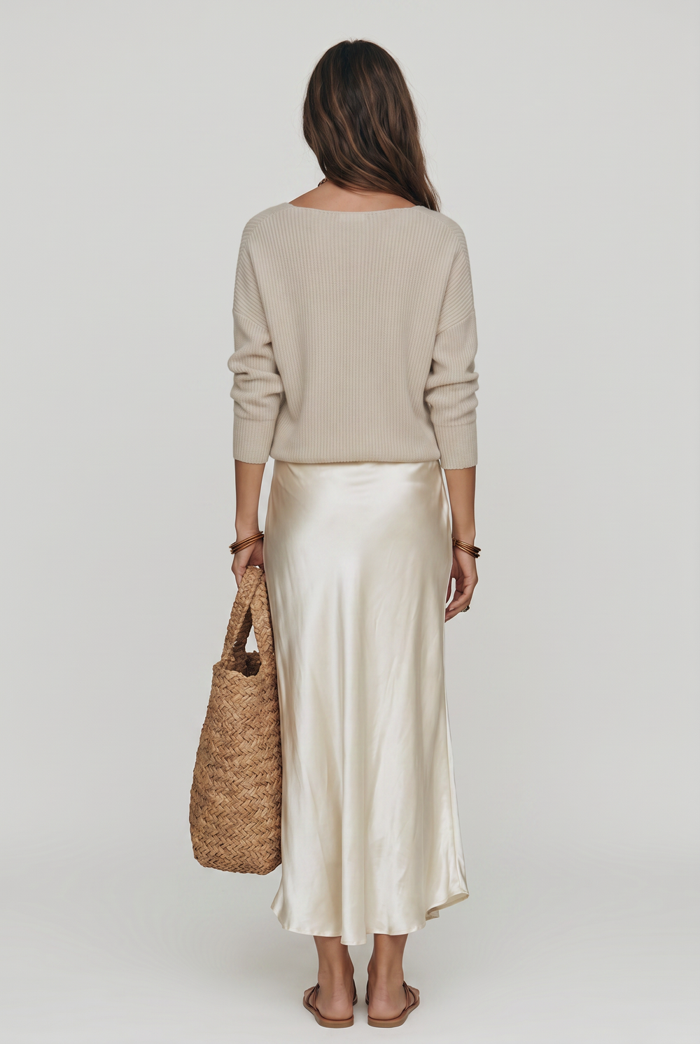 Oda satin maxi dress with knit jumper – image 2