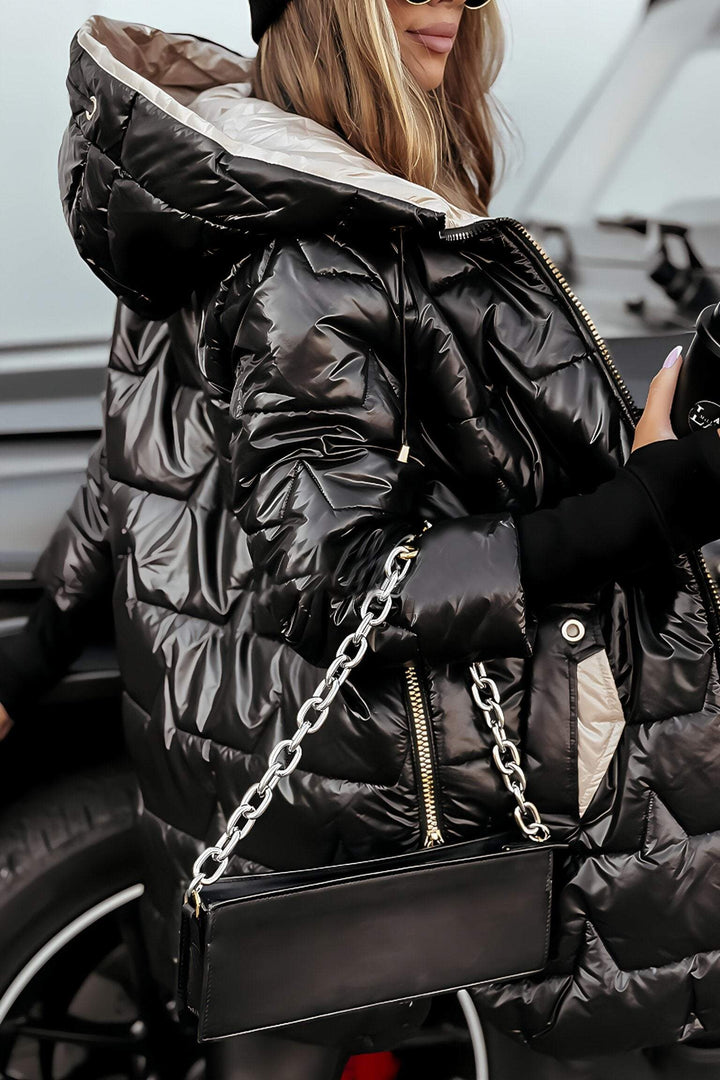 Clarabel high shine longline hooded puffer coat – image 6