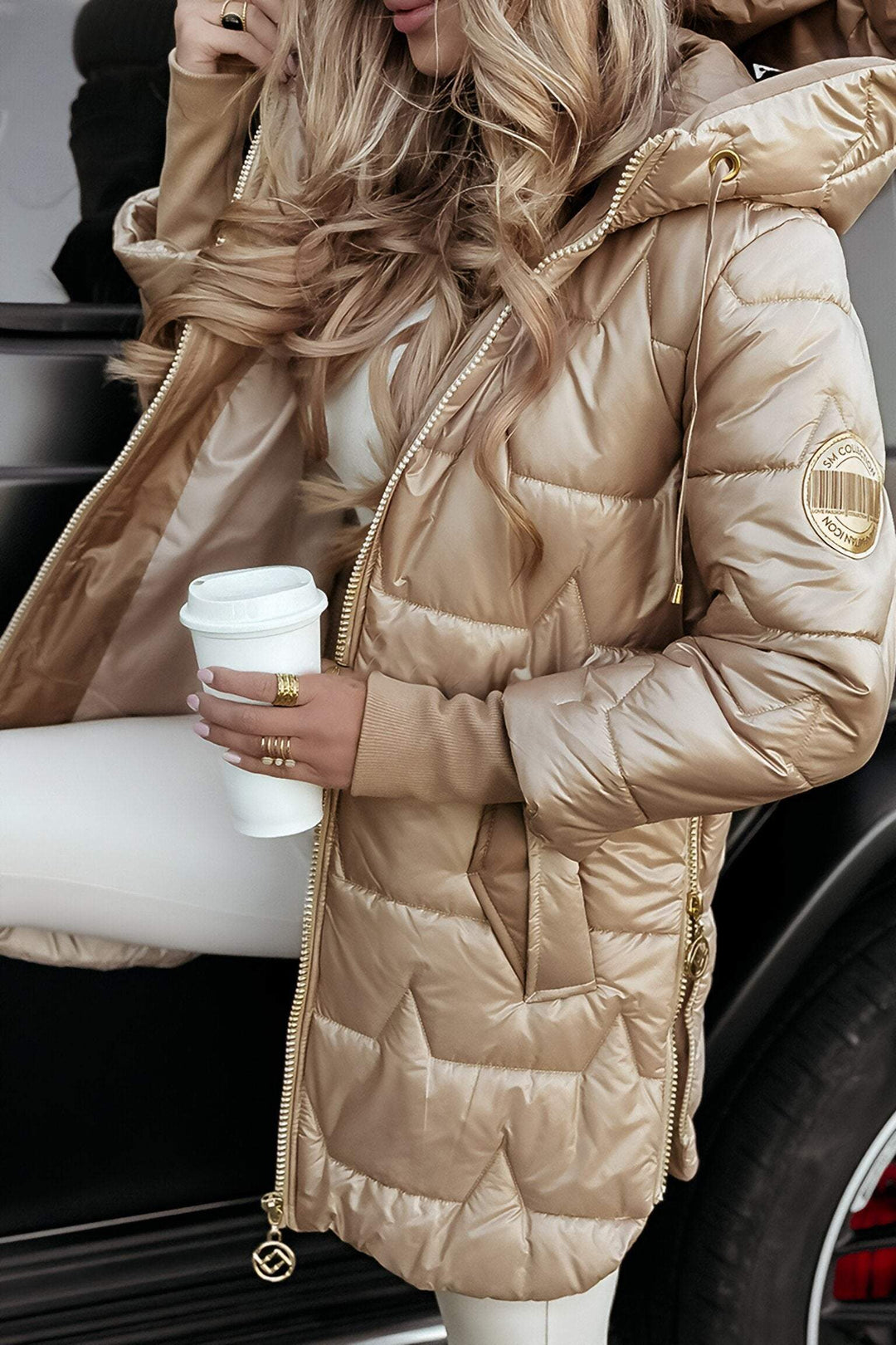 Clarabel high shine longline hooded puffer coat – image 11