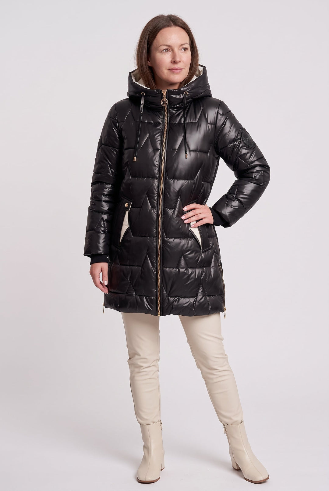 Clarabel high shine longline hooded puffer coat – image 4