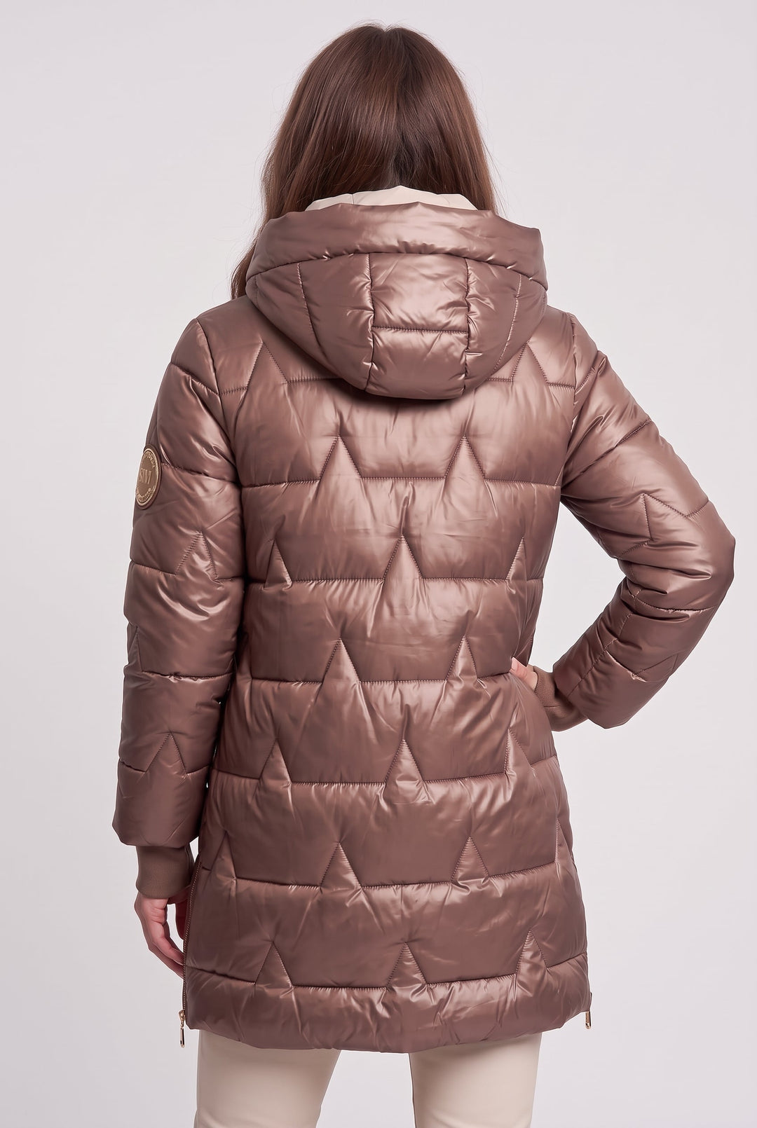 Clarabel high shine longline hooded puffer coat – image 2