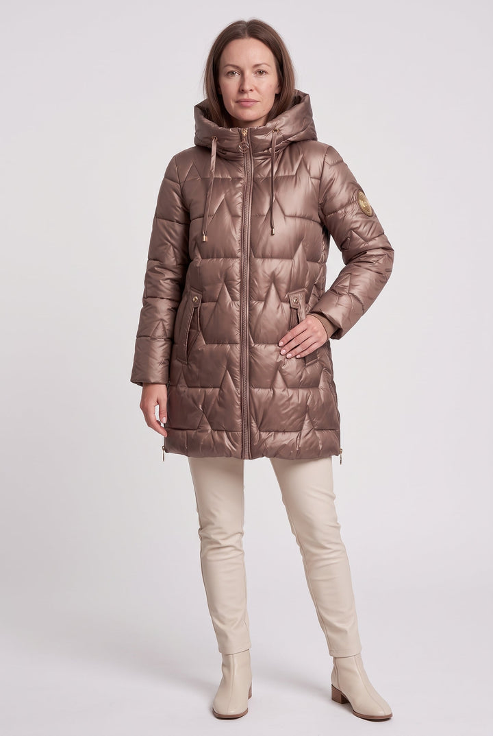 Clarabel high shine longline hooded puffer coat