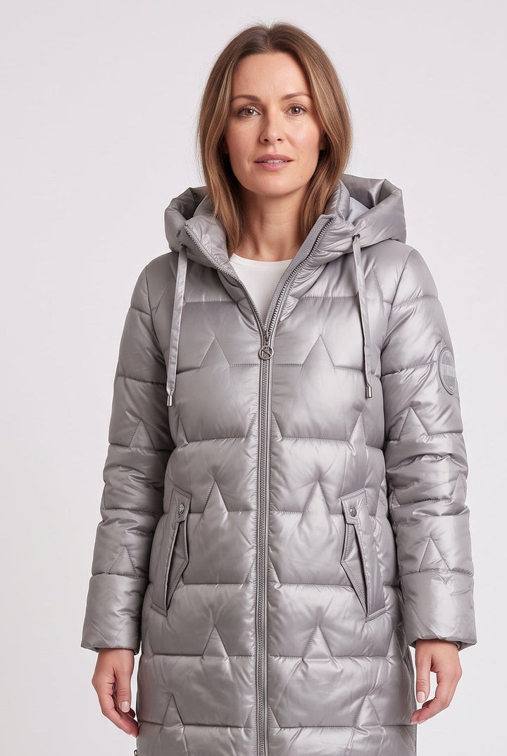 Clarabel high shine longline hooded puffer coat – image 8
