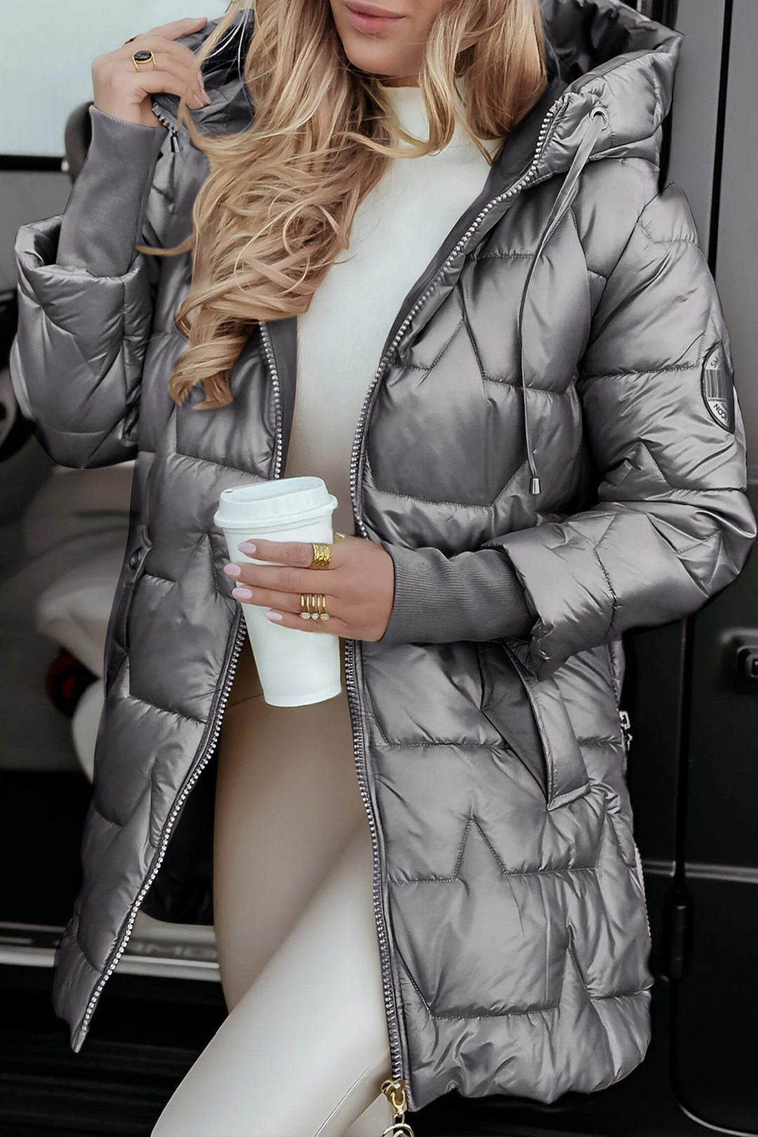 Clarabel high shine longline hooded puffer coat – image 9