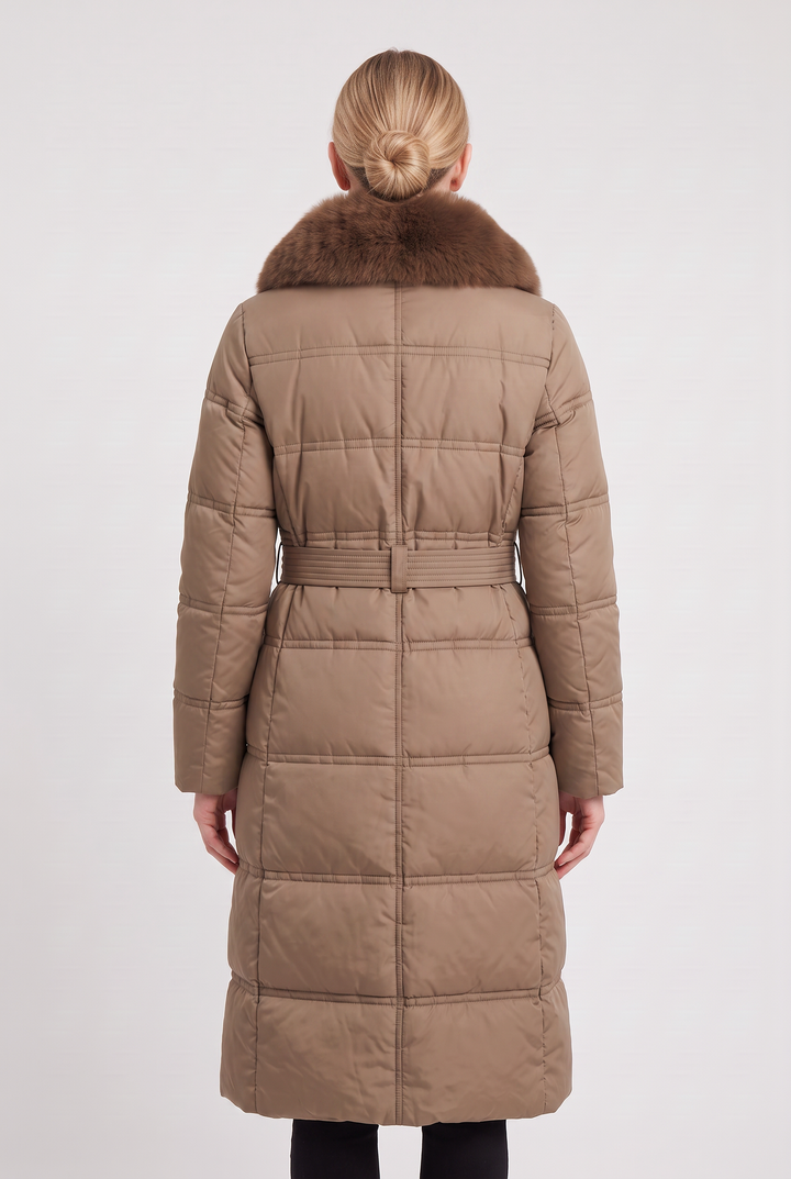 Thora Elegant Hooded Puffer Jacket with Contrast Collar - image 2