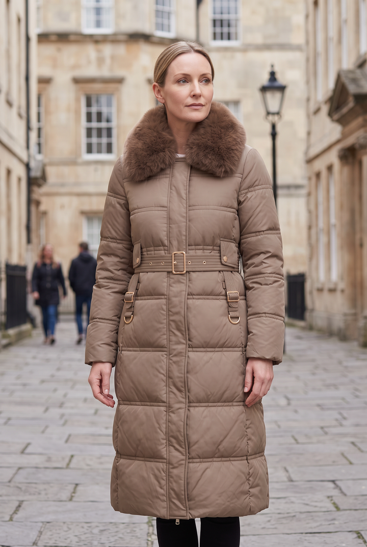Thora Elegant Hooded Puffer Jacket with Contrast Collar - image 3