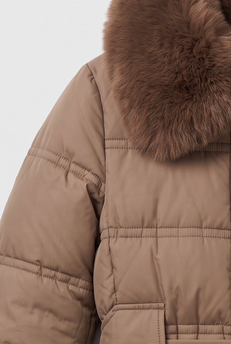 Thora Elegant Hooded Puffer Jacket with Contrast Collar - image 4