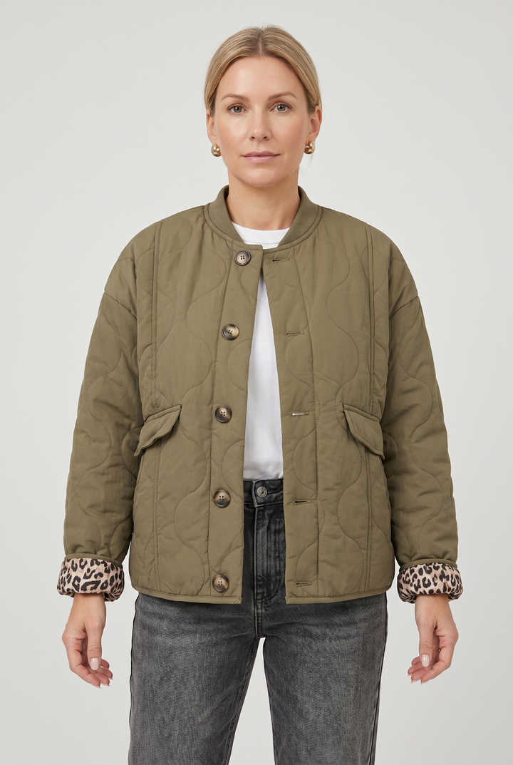Francesca button down quilted coat with print lining