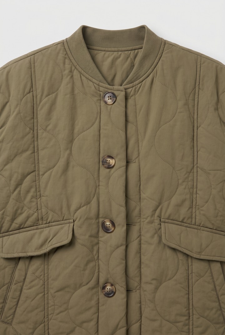 Francesca button down quilted coat with print lining – image 3