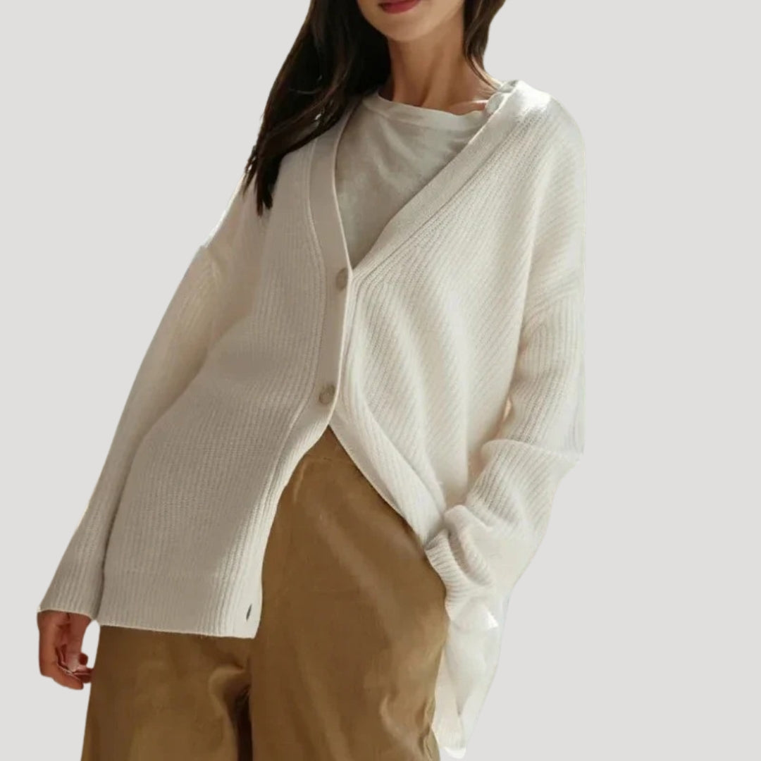 Siri oversized chunky ribbed v neck cardigan – image 4