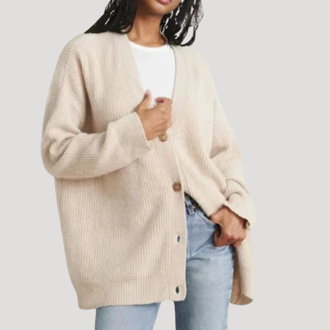 Siri oversized chunky ribbed v neck cardigan – image 5