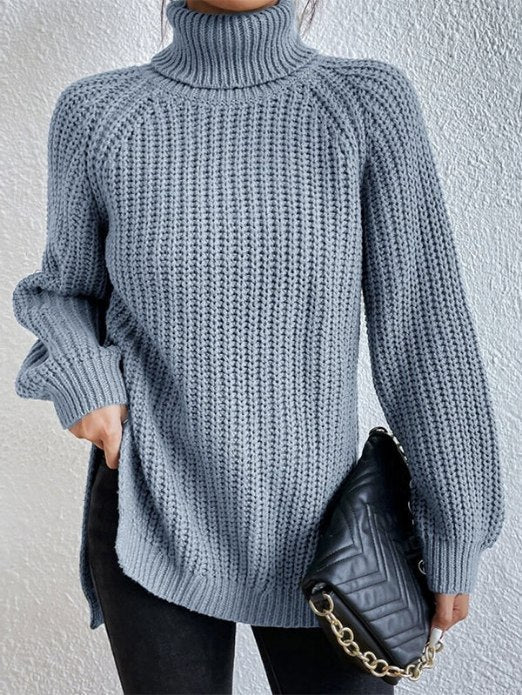 Sophia roll neck jumper in ocean blue