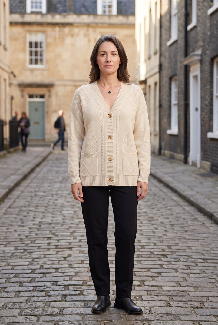 Mette cable knit V neck cardigan – image 4