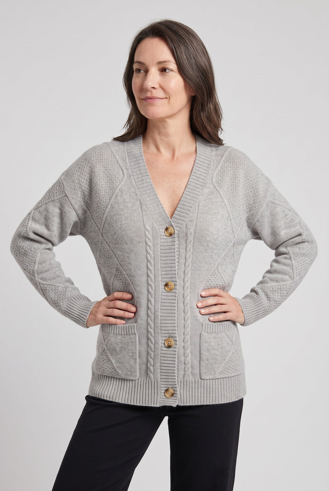 Mette cable knit V neck cardigan – image 6