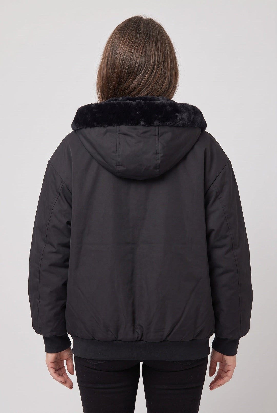 Salome oversized hooded jacket with faux fur trim – image 2