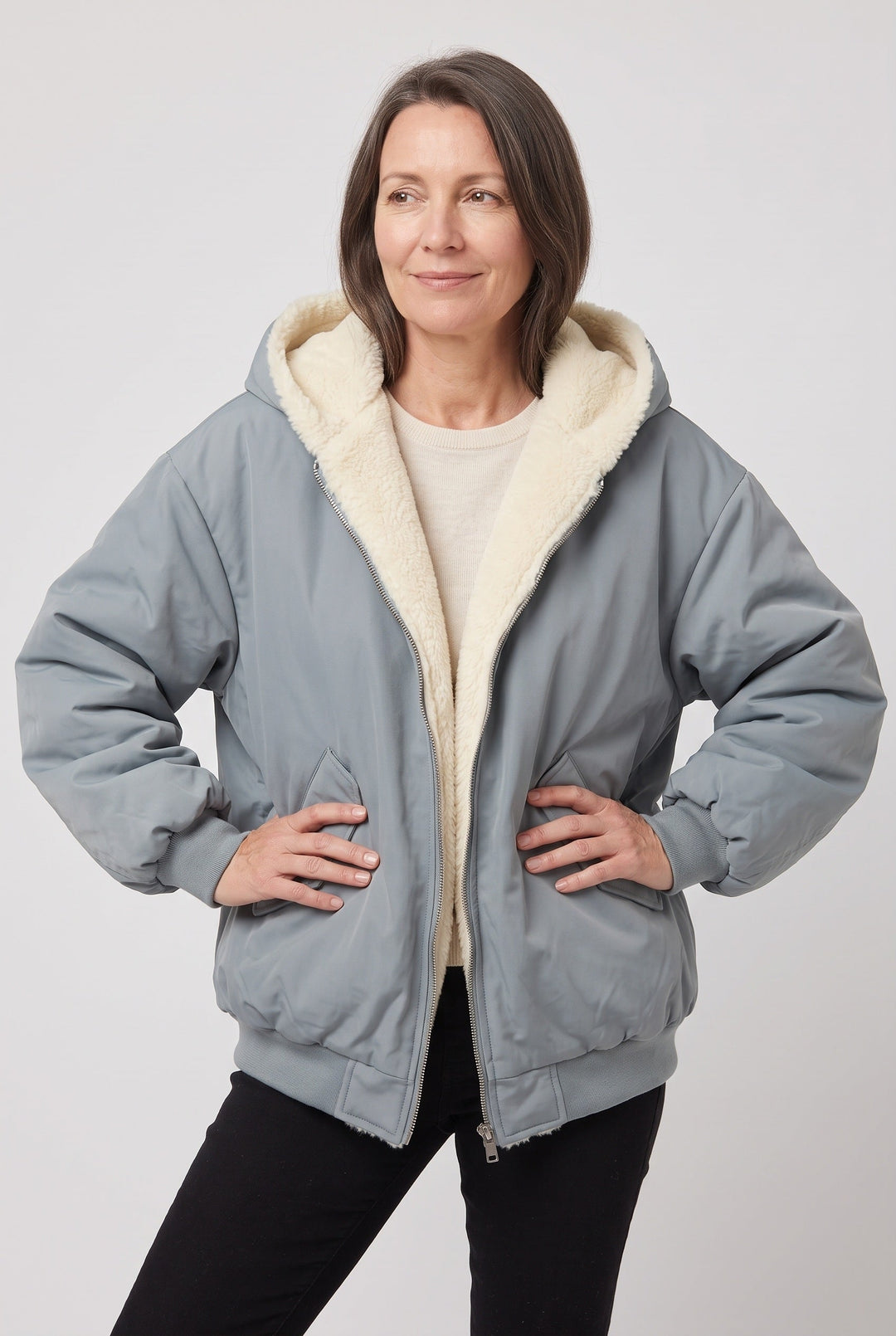 Salome oversized hooded jacket with faux fur trim – image 6