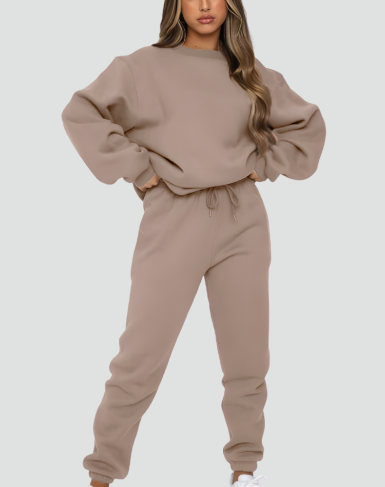 Romy two piece knit lounge set in dark brown