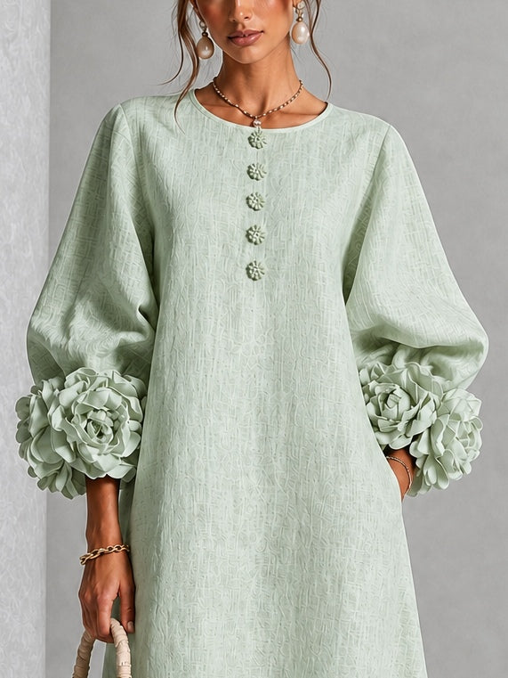 Allira textured a line wedding guest midi dress – image 4