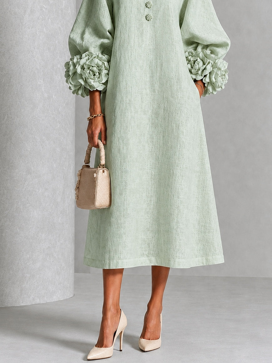 Allira textured a line wedding guest midi dress – image 5